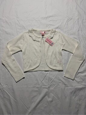 Pink Angel Girls Size 14 Ivory Knit Cropped Bolero Cardigan Sweater NWT